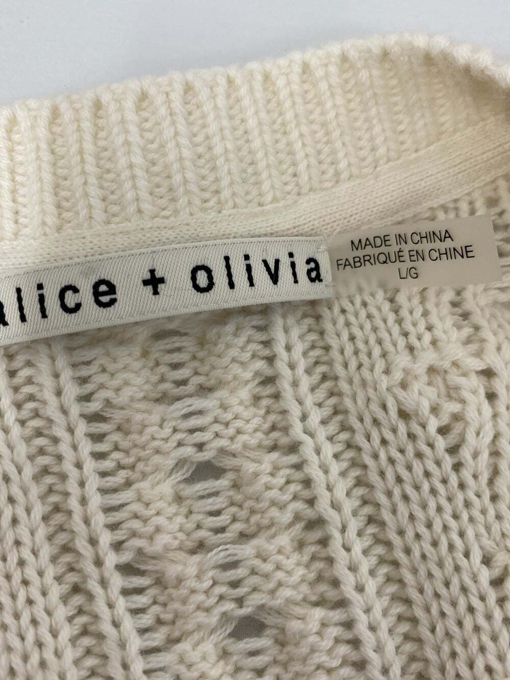 Alice and Olivia Kitty Bow Front Sweater White Dress Large - Picture 9 of 12